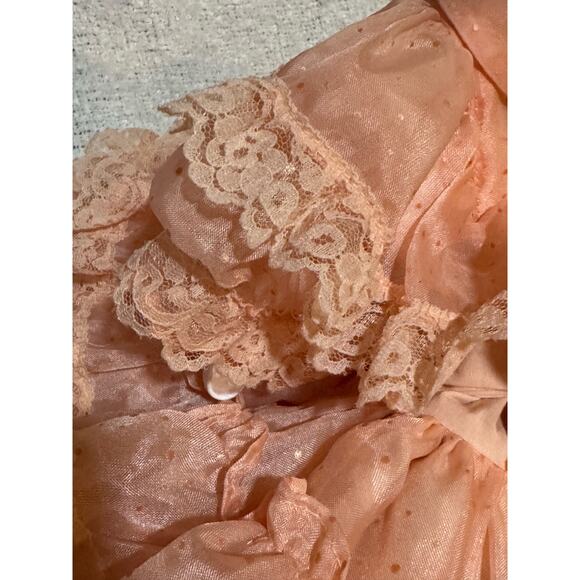 Vintage Betty Oden Full Circle Dress Ruffles Lace Size 1 Peach - Picture 6 of 6